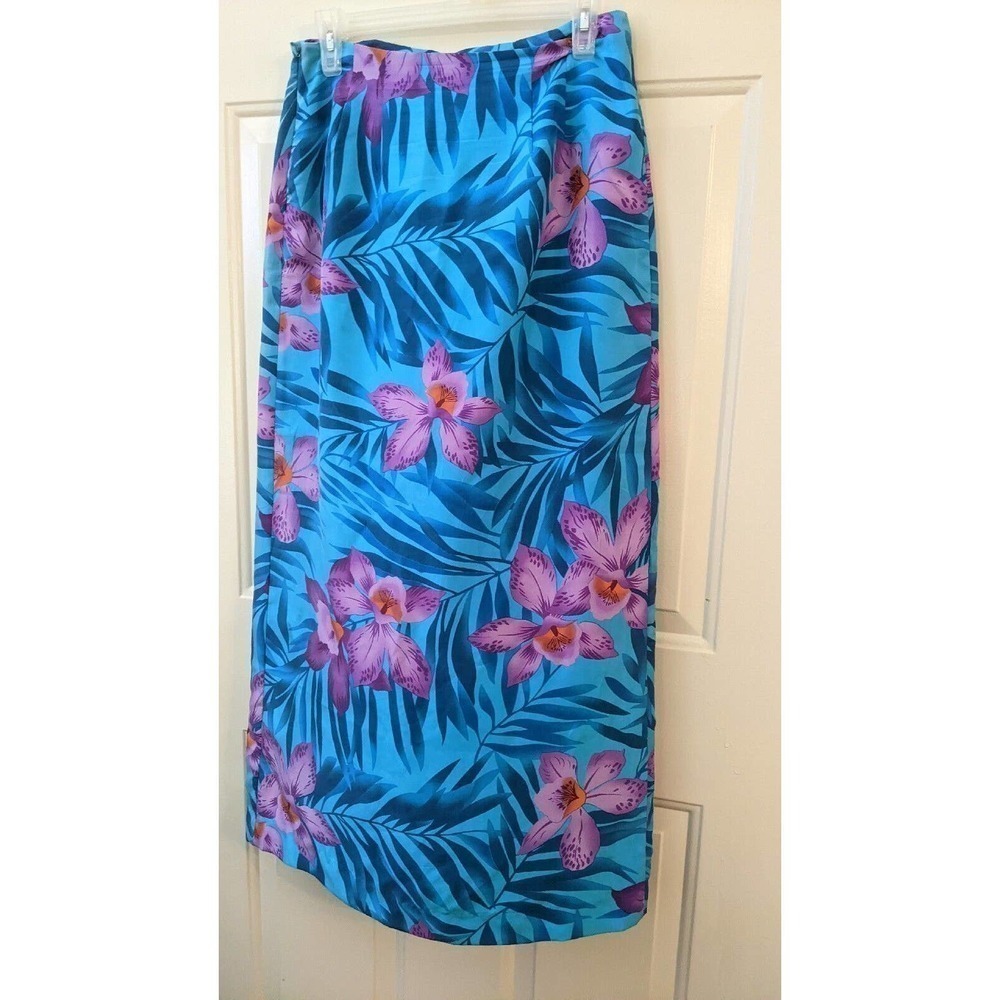 Worthington Sz 8 Wrap Skirt Long 100% Silk Tropical Hawaiian Vintage JCPenny - Picture 4 of 12